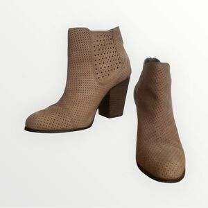Perforated Tan Ankle Boots